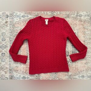 L.L.Bean Red 90s Classic Cable Knit Preppy Cottage Everyday Sweater Women’s XL
